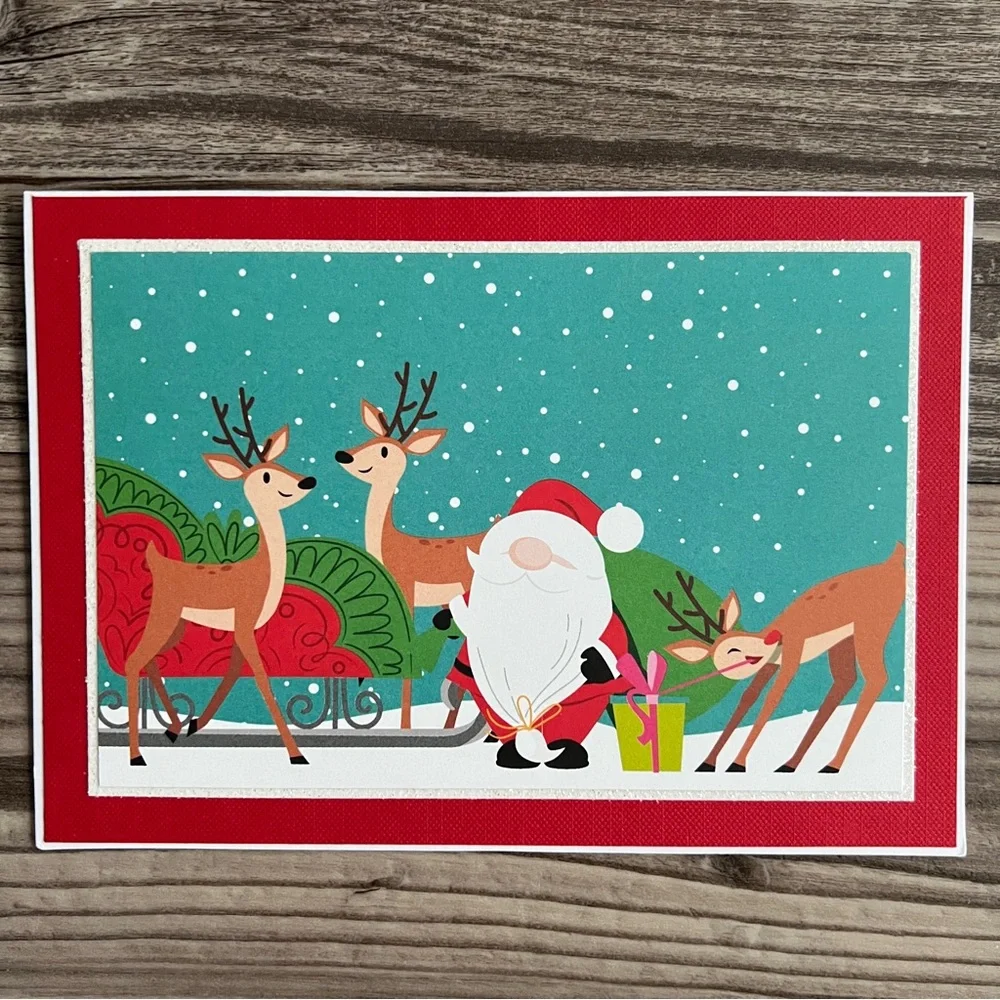 Handmade Christmas Holiday Gnome Greeting Cards Set of 12 5”x7” With Envelopes
